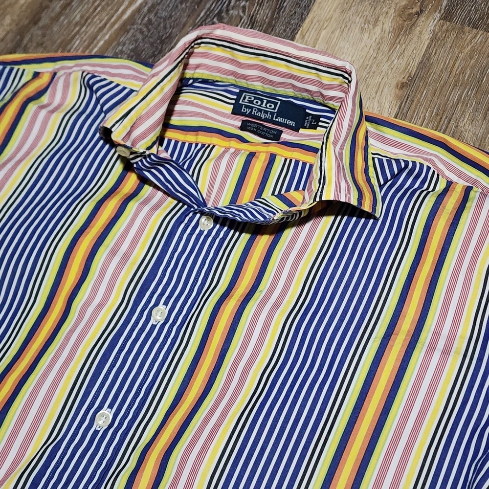Polo Ralph Lauren Westerton Multicolor Stripe Button Down Shirt L Long Sleeve
